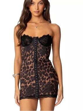 Leopard Print Corset Mini Dress Size Small NWOT Love Island